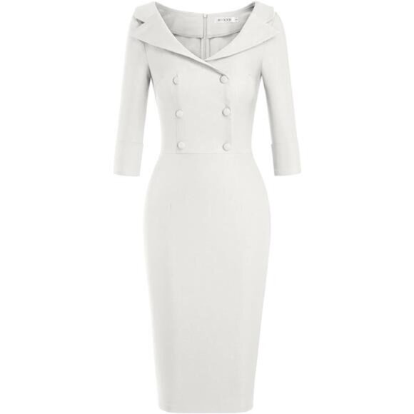 Women's Classic Vintage Sweetheart Tea Dress Off White